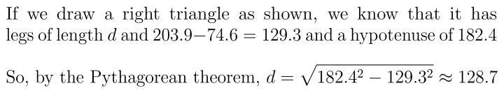 In the shape below, find the value of d, rounded to one decimal place.-example-1