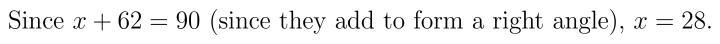 Q. Find the value of x. х 62° answer choices 18° 28° 38° 1180-example-1