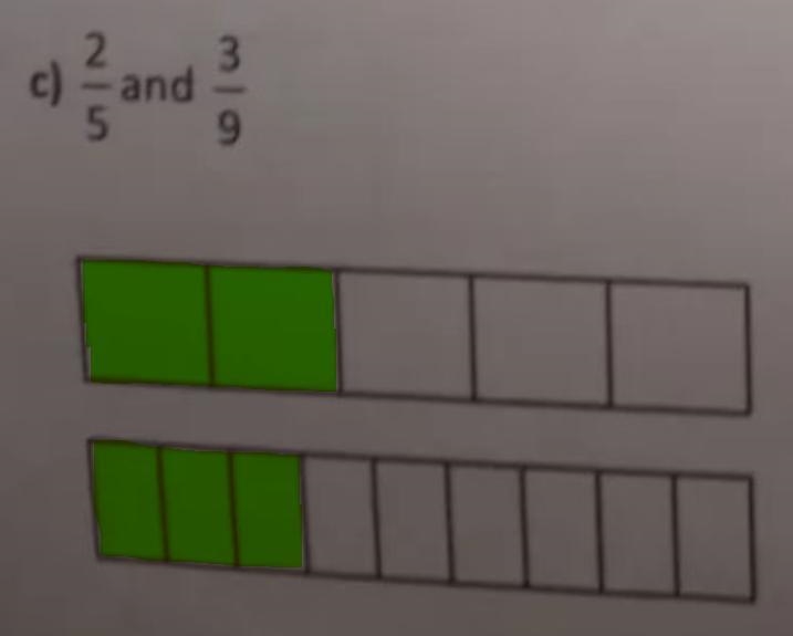 9. Draw diagrams for each pair of fractions. Which pairs are equivalent? Circle them-example-3