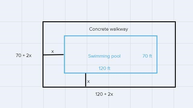 determine the width of a concrete walkway surrounding the adult pool. use the fax-example-1