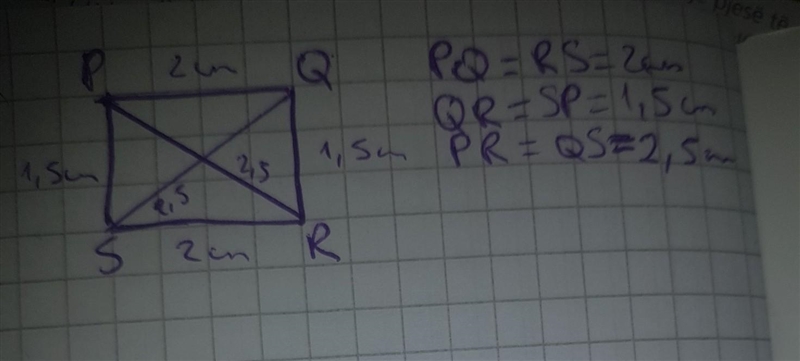 Choose ALL answers that describe the quadrilateral PQRS if PQ = RS, QR =SP, and diagonals-example-1