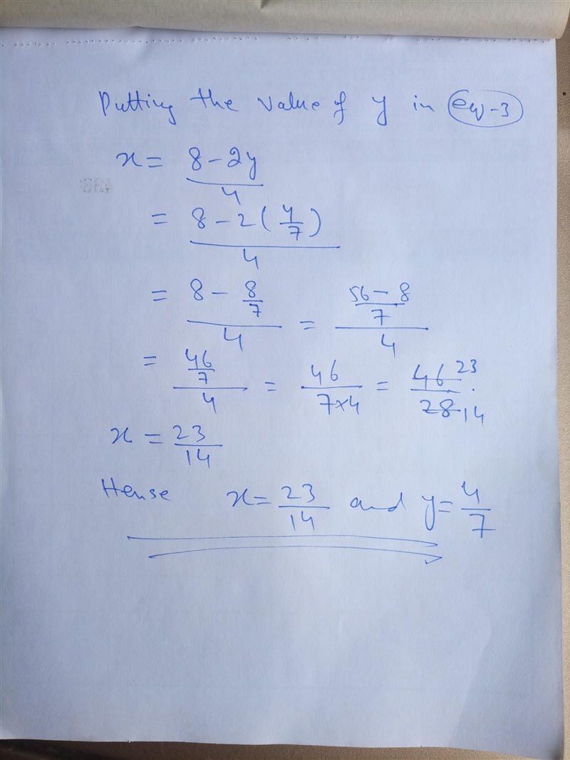 Solve the system of algebraic equations: (4x+2y = 8 15x+3y = 9-example-2