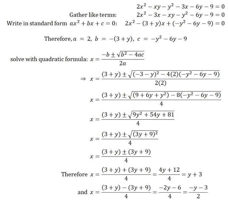 Factorize 2x²-xy-y²-3x-6y-9 equals 0-example-1