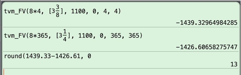 Rahul invested $1,100 in an account paying an interest rate of 3 3/8% compounded quarterly-example-1