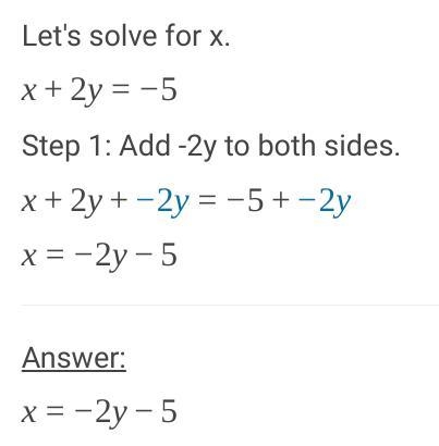 5x+3y=15 x+2y= -5 solve for x and y-example-1