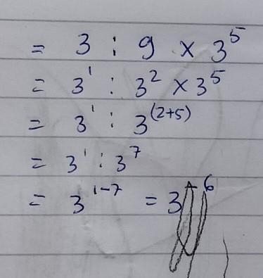 17 Write as a single power of 3 : 9 x 3^5​-example-1