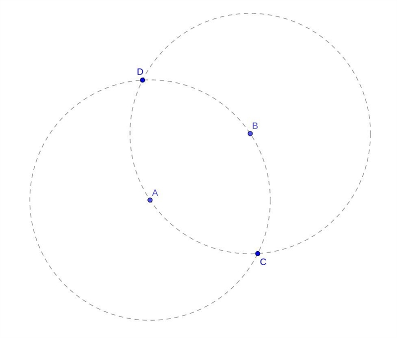 21. Draw four points, A, B, C, and D such that AB = BC = AC = AD = BD (HINT: A, B-example-1