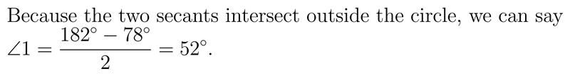 If arc BC is 182° in the measure of arc AC is 78°, what is the measure of angle 1?-example-1