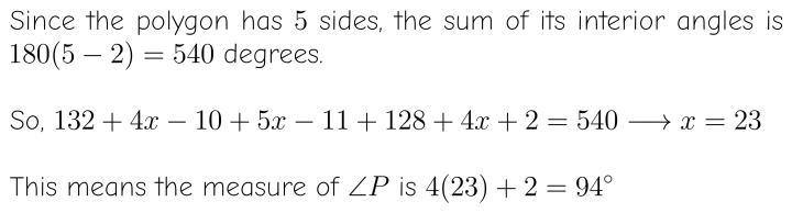 What is m∠P? There is a five sided polygon PQRST in which the measure of angle PQR-example-1