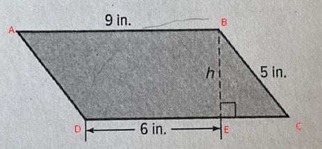 “Identify the height of the parallelogram” Would the height be 7 Inches? It’s just-example-1