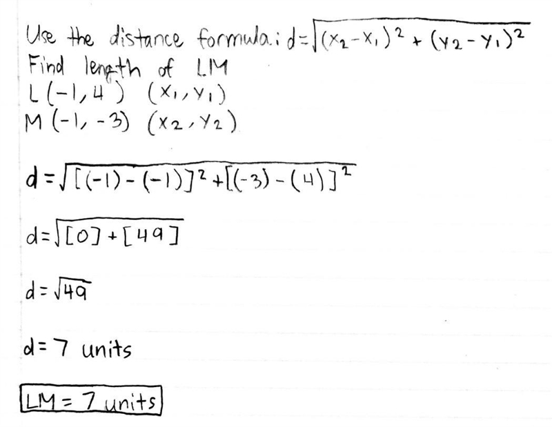 The coordinates of triangle LMN are shown. L(-1,4) M(-1, -3) V N (4, -1) What is the-example-1