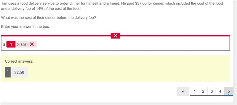 Tim uses a food delivery service to order dinner for himself and a friend. He paid-example-1