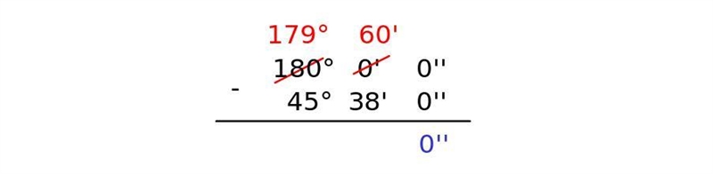 Find the supplement of 45 degrees 38’-example-2