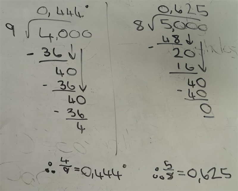 Use long division to write 9 and as a decimal. What is different about these answers-example-1