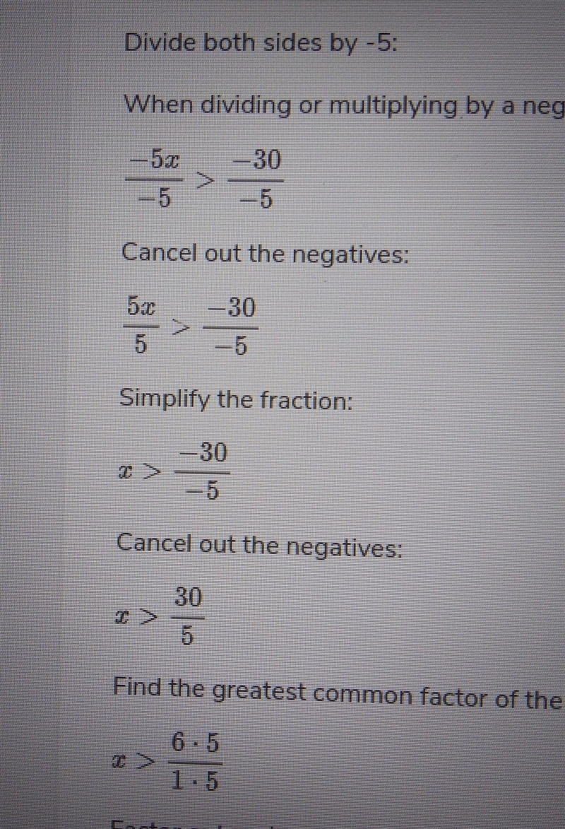 -5x+12<-18 solve each inequality.-example-2