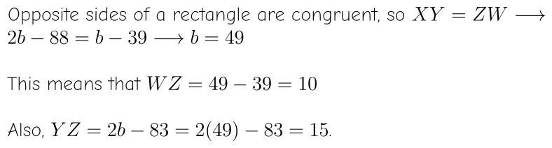 Find YZ and WZ in rectangle WXYZ.-example-1