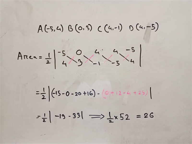 A(-5,4),B(0,3),C(4,-1),D(4,-5) FIND THE AREA-example-1