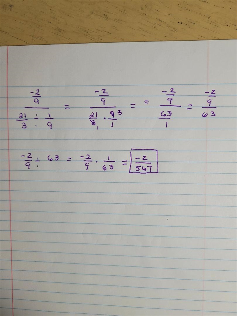 Find the quotient of (−2/9)÷(−21/3÷1/9).-example-1