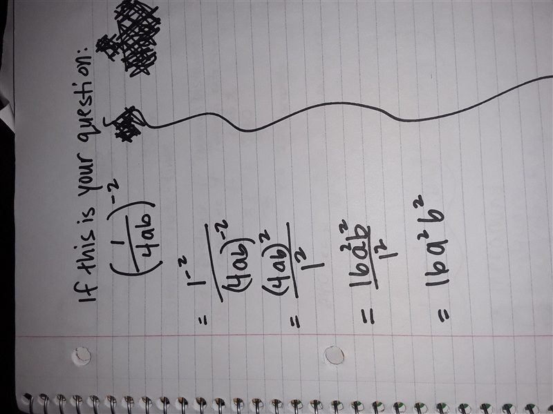 Simplify the expression (startfraction 1 over 4 a b endfraction) superscript negative-example-1