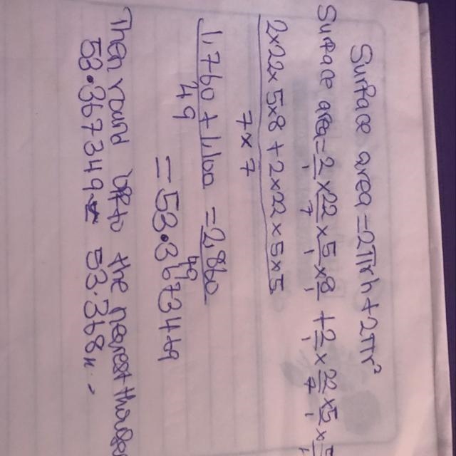 What is the surface area of the cylinder with height 8 mi and radius 5 mi? Round your-example-1