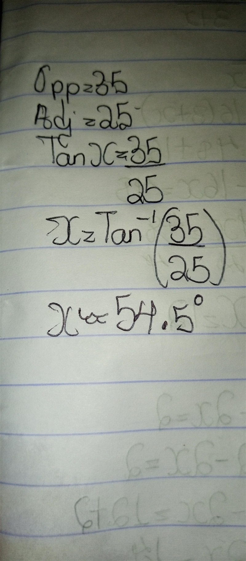 Find x . Round your answer to the nearest tenth of a degree. 35 25 x-example-1