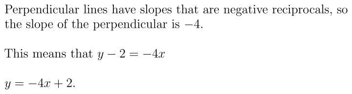 The equation of a straight line passing through the point (0 2) which is perpendicular-example-1