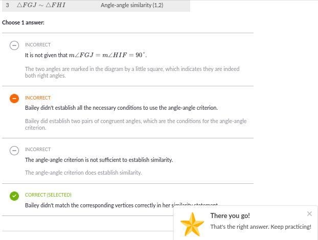 Bailey tried to prove that FGJ~FHI in the following figure, but her proof is wrong-example-1