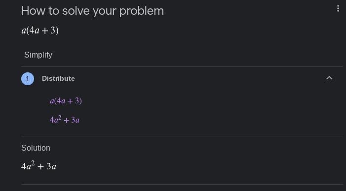Whats the answer to a(4a + 3)-example-1