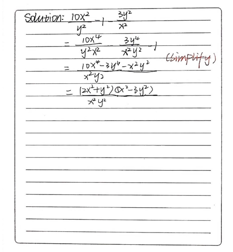 10 \frac { x ^ { 2 } } { y ^ { 2 } } - 1 - 3 \frac { y ^ { 2 } } { x ^ { 2 } }​-example-1