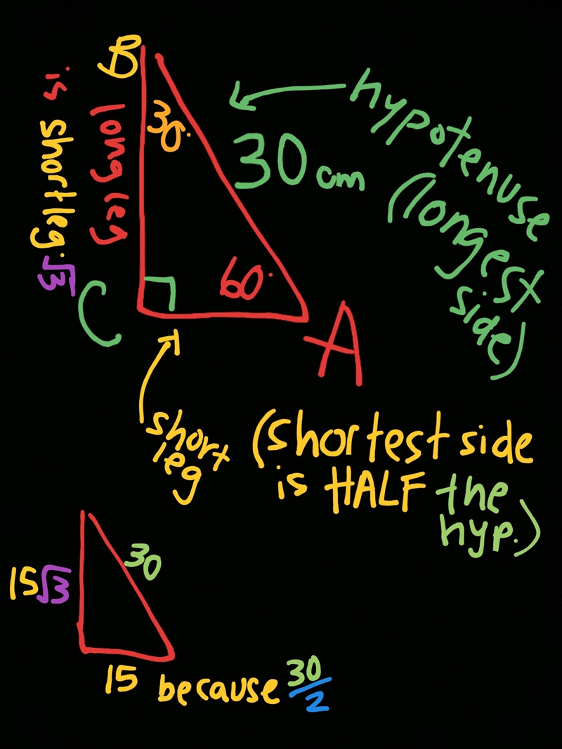 Solve each triangle. Round your answers to the nearest tenth. m∠A = 60°, m∠B = 30°, c-example-1