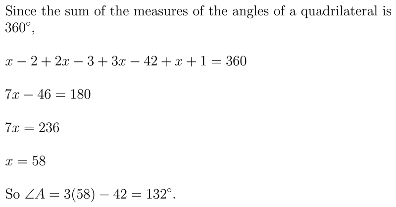 Help please. What is the measure of angle A ?-example-1