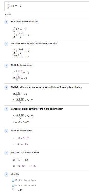 X/5 +6=-3 Please help-example-1