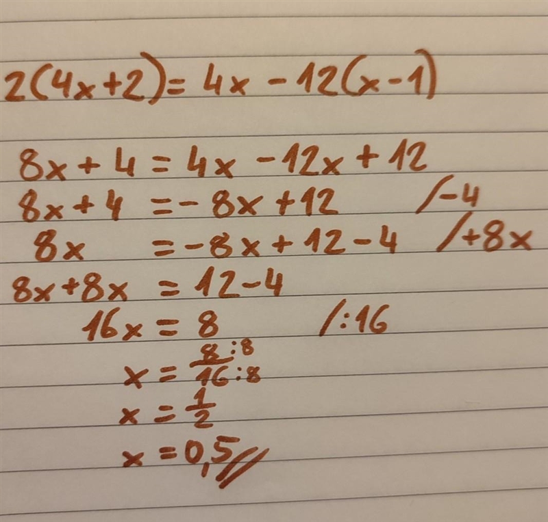 2(4x+2)=4x-12(x-1) Solve the equation-example-1