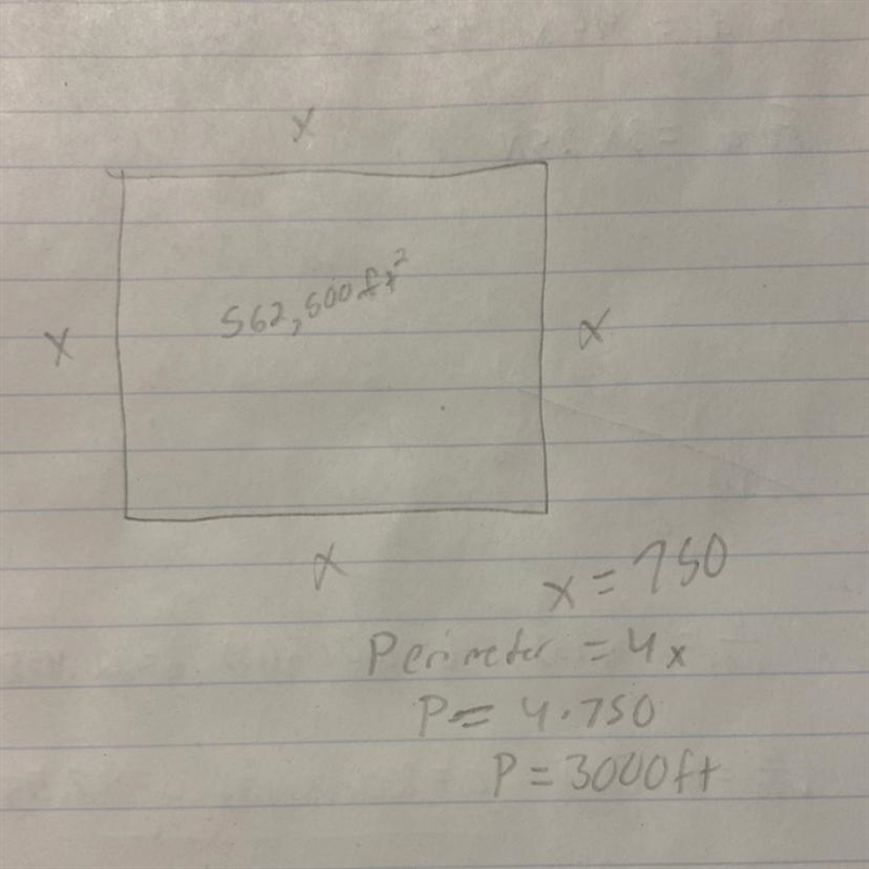 The square base of the Great Pyramid of Giza has an area of 562,500 sq. ft. How could-example-1