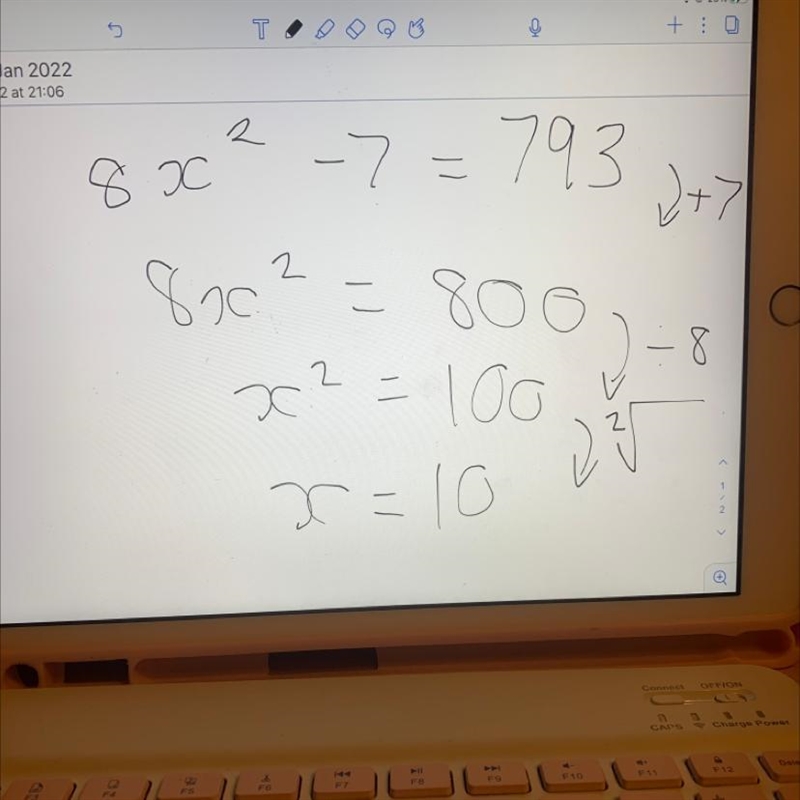 8x^2-7=793 solve by taking square roots-example-1