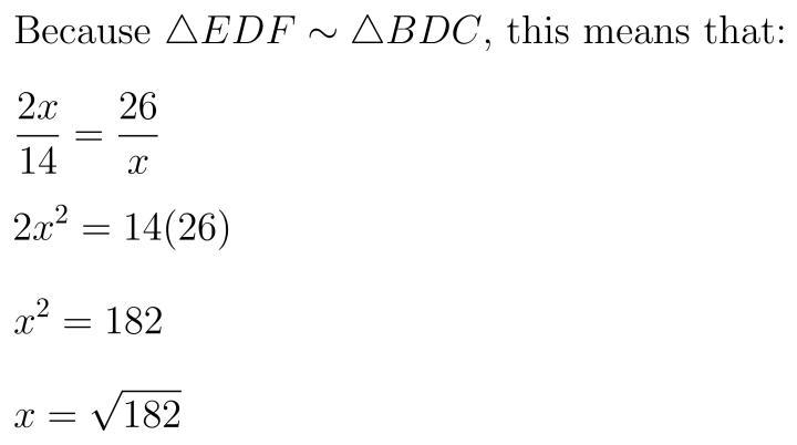 In the diagram below,EF is parallel to BC. IF BC is the twice length of ED,BD=36 and-example-1