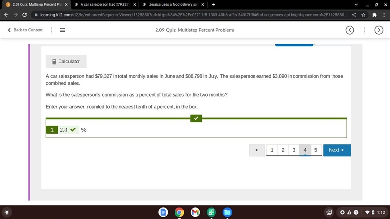 A car salesperson had $79,327 in total monthly sales in June and $88,798 in July. The-example-1