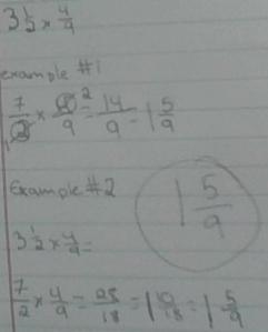 What is the answer to 3 1/2 x 4/9-example-1