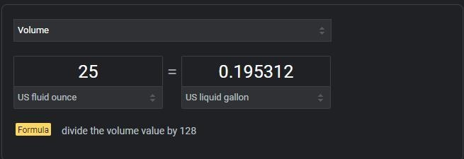 25oz equals to how many gallons-example-1