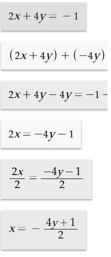 Solve for y 2x + 4y = -1-example-1