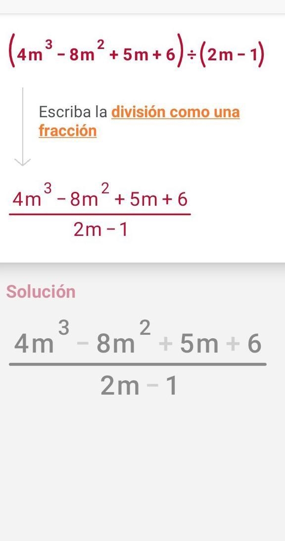 (4m³-8m² + 5m + 6)÷(2m - 1) 2-example-1