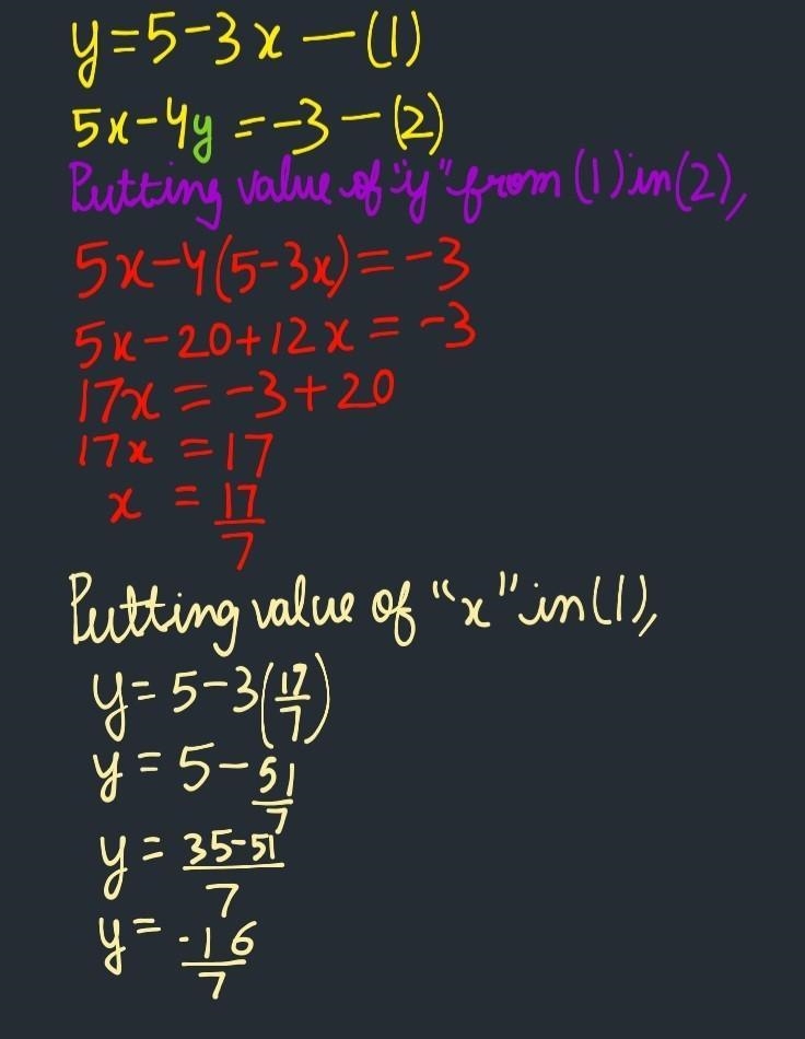 What is the solution for the system of equations? Use the substitution method to solve-example-1