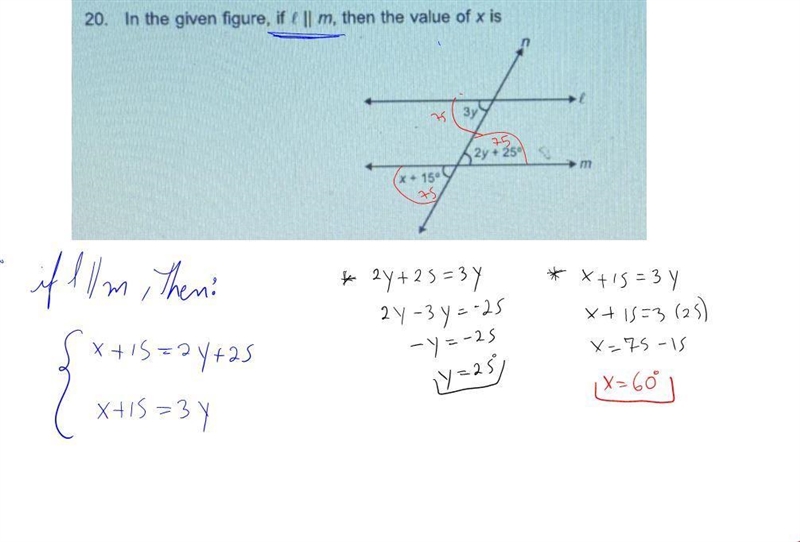 In the given figure, l || m, then the value of x is (look at the picture)-example-1