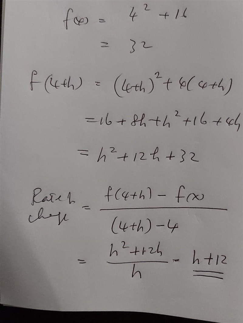 Given f(x) = x² + 4x, find the average rate of change of f(x) on the interval [4, 4+h-example-1