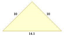 An isosceles right triangle has legs that are 10 centimeters long. To the nearest-example-1