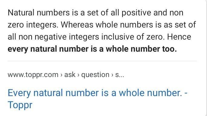 Every natural numbers is a whole numbers True or false-example-1