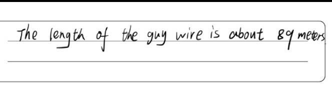 6. Find the length of a guy wire that makes an angle of 45 degrees with the ground-example-2