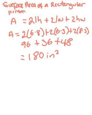 Find the surface area 8in 3in 6in-example-1