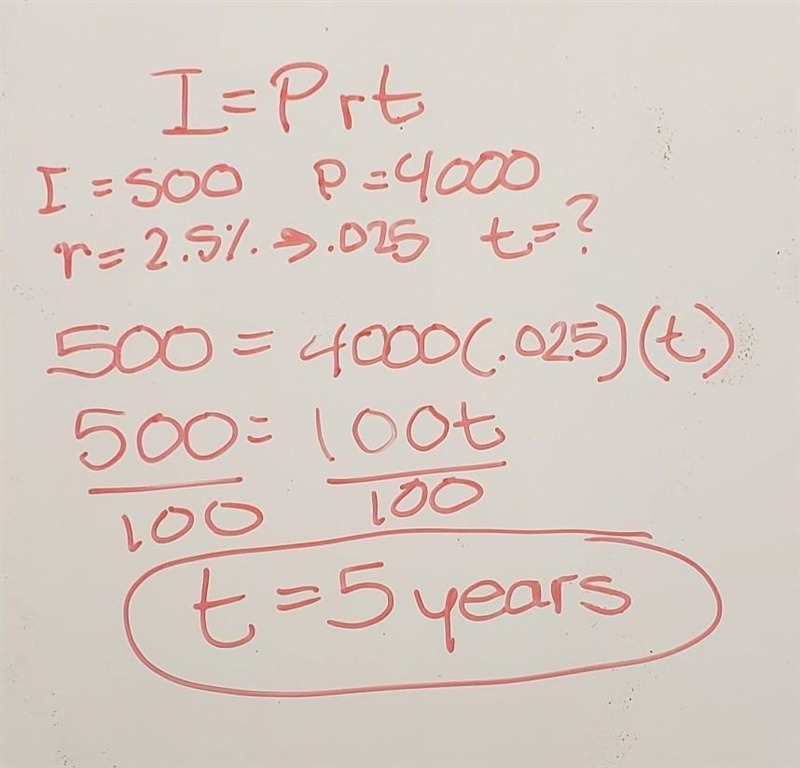 You want to put $4,000 in a simple interest account. It has a 2.5% annual interest-example-1