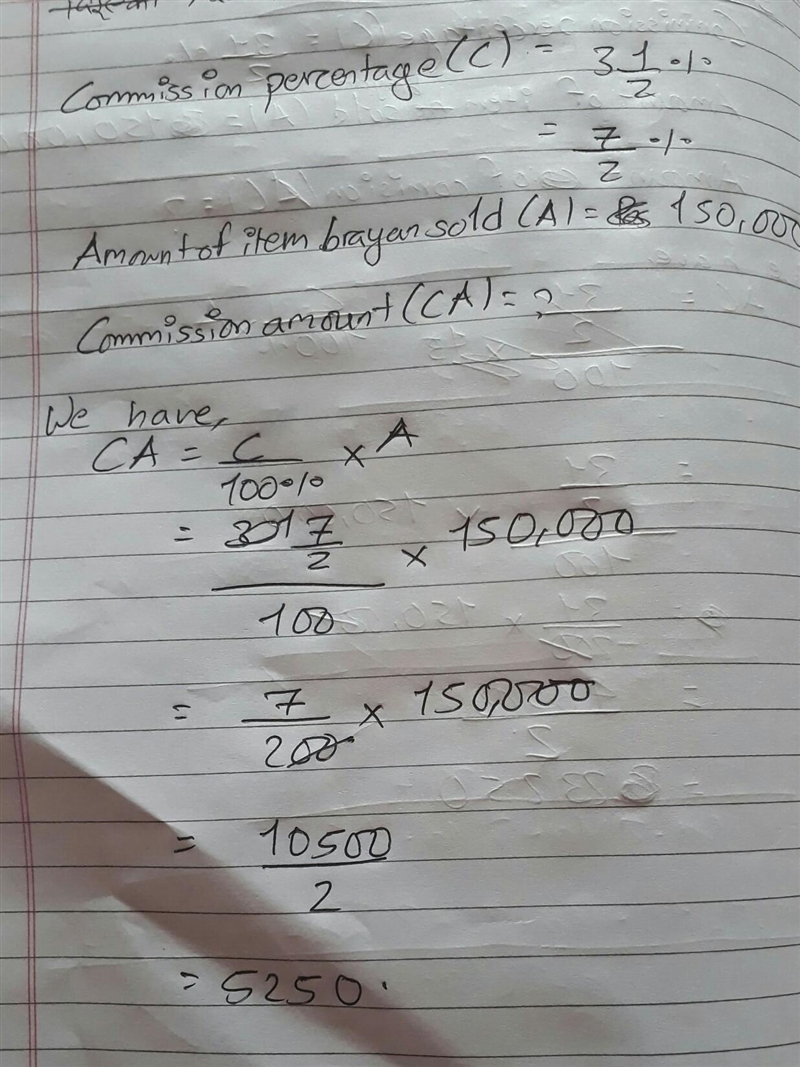 Bryan is a salesman in a buy and sell who earns 3 1/2% commission on every item he-example-2